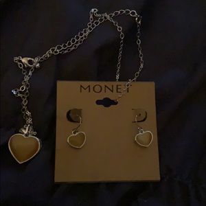 Monet amber heart necklace and earrings